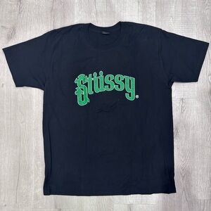 Stussy logo shirt black & green
